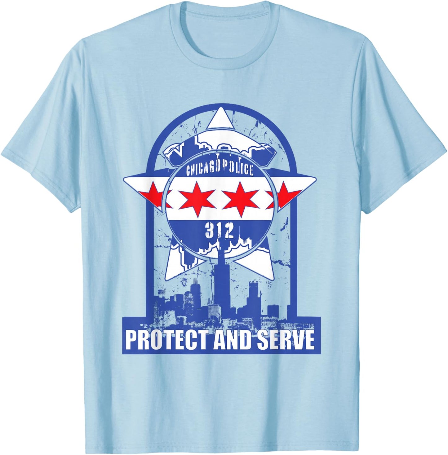 City of Chicago Police To Protect and Serve Chicago PD T-Shirt - T-Shirt | Light Blue