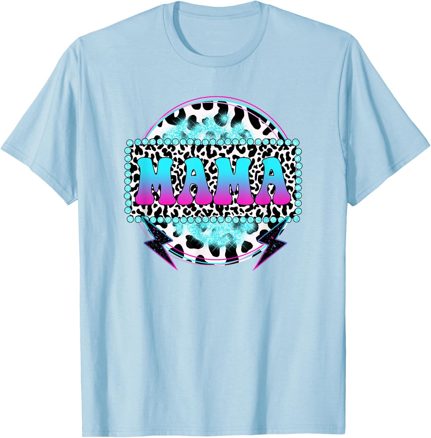 Groovy Mama Cow Print Pattern Mom Mother's Day T-Shirt - T-Shirt | Light Blue