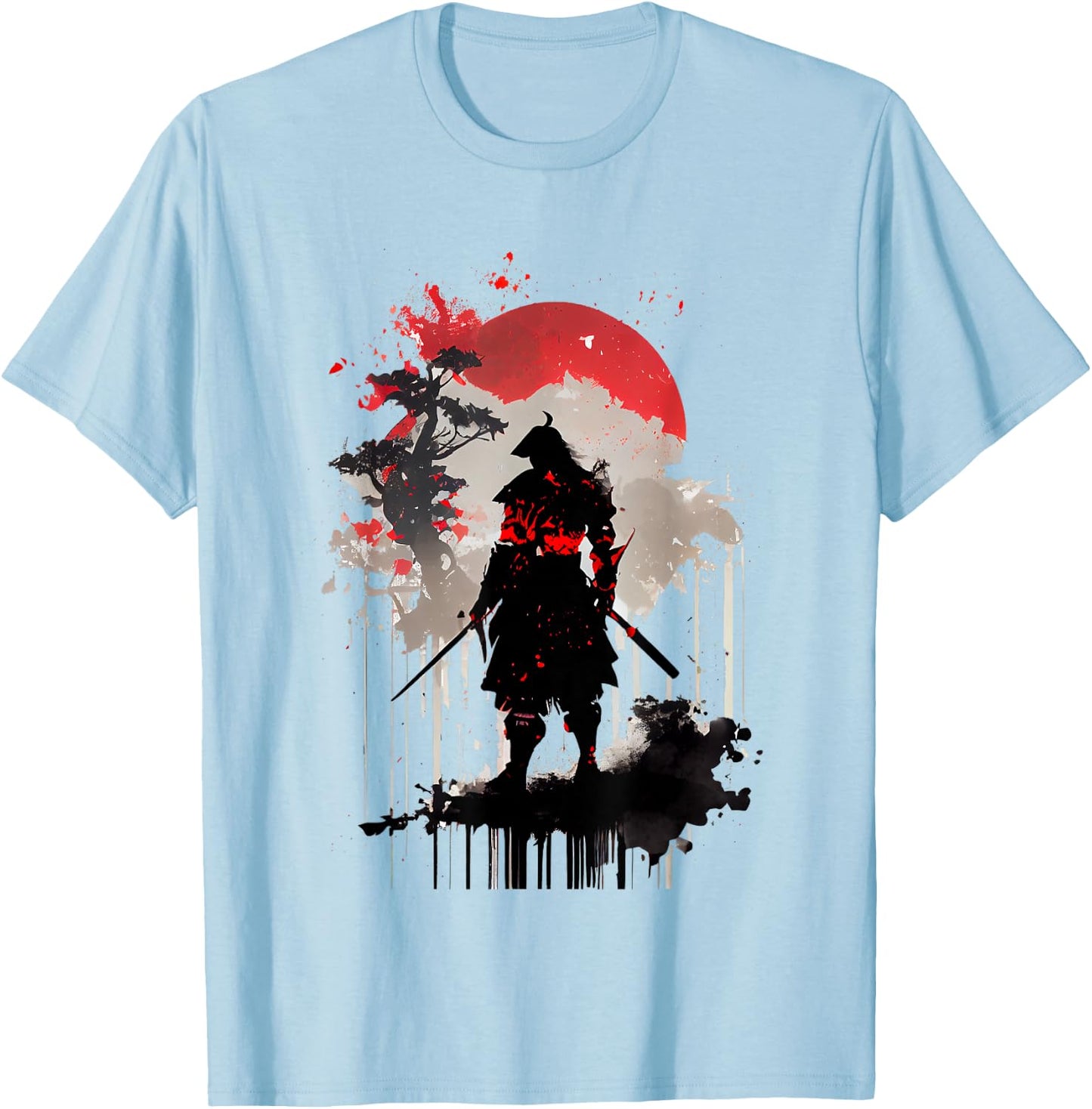 Retro Samurai Warrior Japanese Samurai Ronin , White T-Shirt - T-Shirt | Light Blue