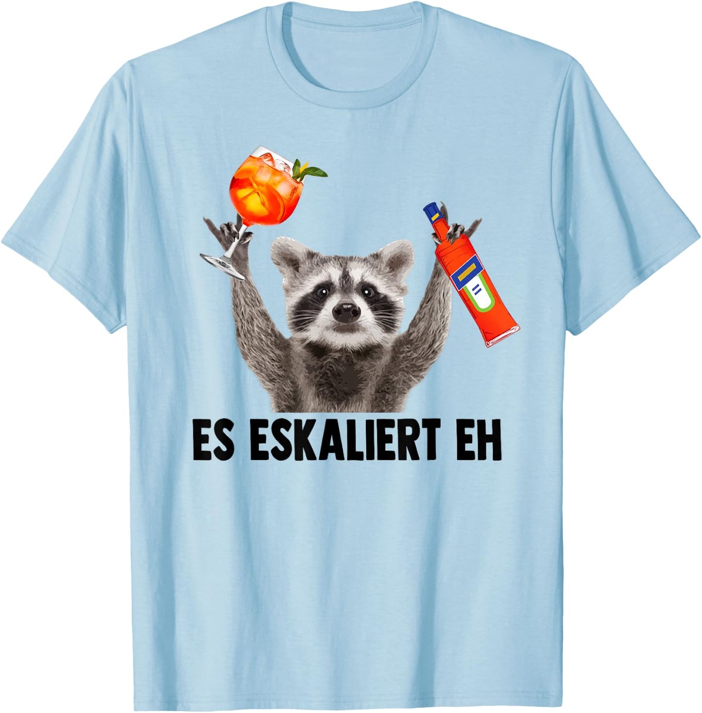 ES ESKALIERT EH X Raccoon Meme Racoon X Pedro Spritz , White T-Shirt - T-Shirt | Light Blue