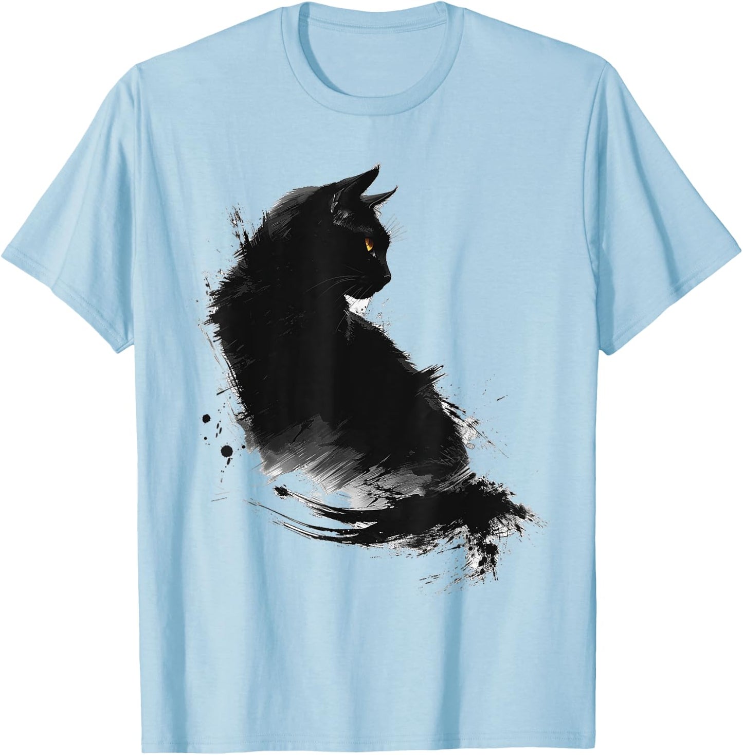 Abstract Cat Pattern Drawing Art Animal Cat , white, S T-Shirt - T-Shirt | Light Blue