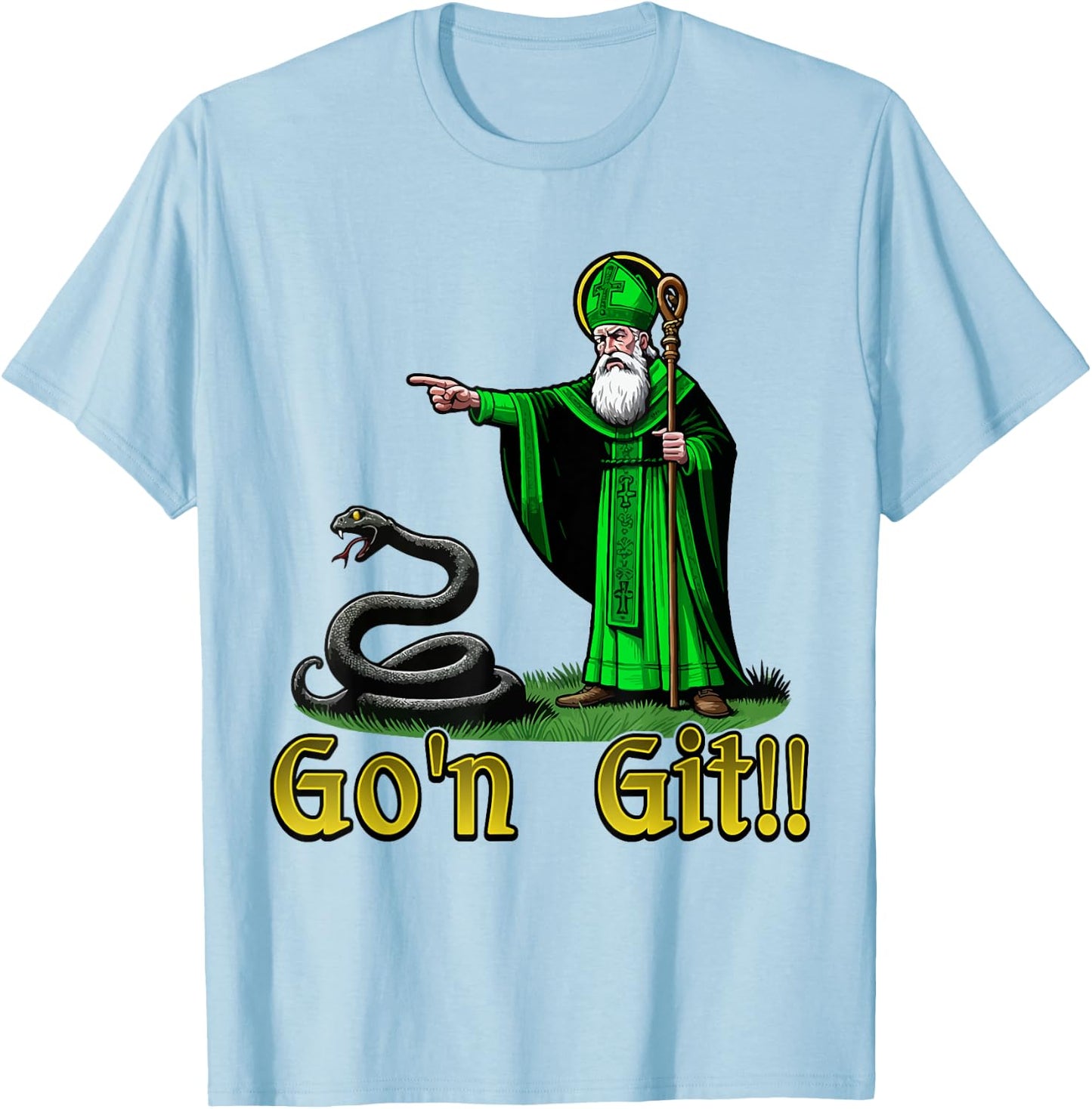 Go'n Git Funny St Patricks Day Snake T-Shirt - T-Shirt | Light Blue
