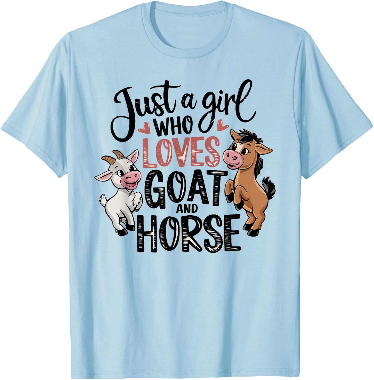 Just A Girl Who Loves Goat & Horse Farming Farmer Kids Girls T-Shirt - T-Shirt | Light Blue
