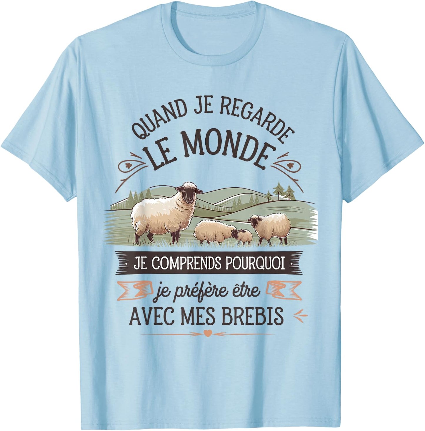 Funny Sheep | Funny Quote Shepherd Herd Sheep , white, S T-Shirt - T-Shirt | Light Blue