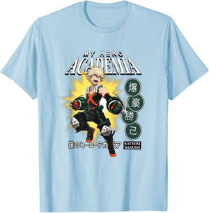 Ripple Junction x My Hero Academia Katsuki Bakugo Anime , blue T-Shirt - T-Shirt | Light Blue