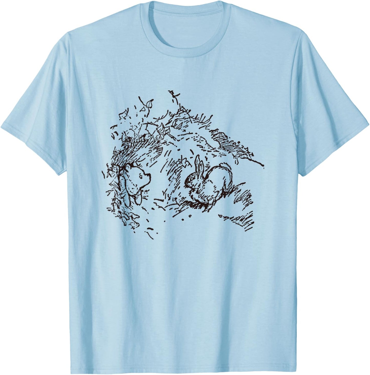 Disney Winnie the Pooh And Rabbit Outline Big Chest Logo F&B T-Shirt - T-Shirt | Light Blue