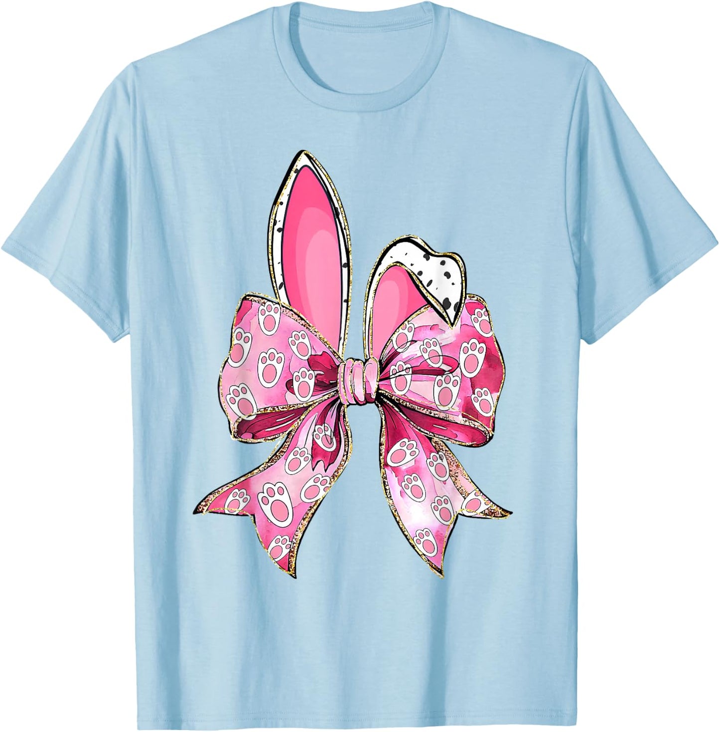 Happy Easter Bunny Coquette Bow Ears Girls Teen Women T-Shirt - T-Shirt | Light Blue