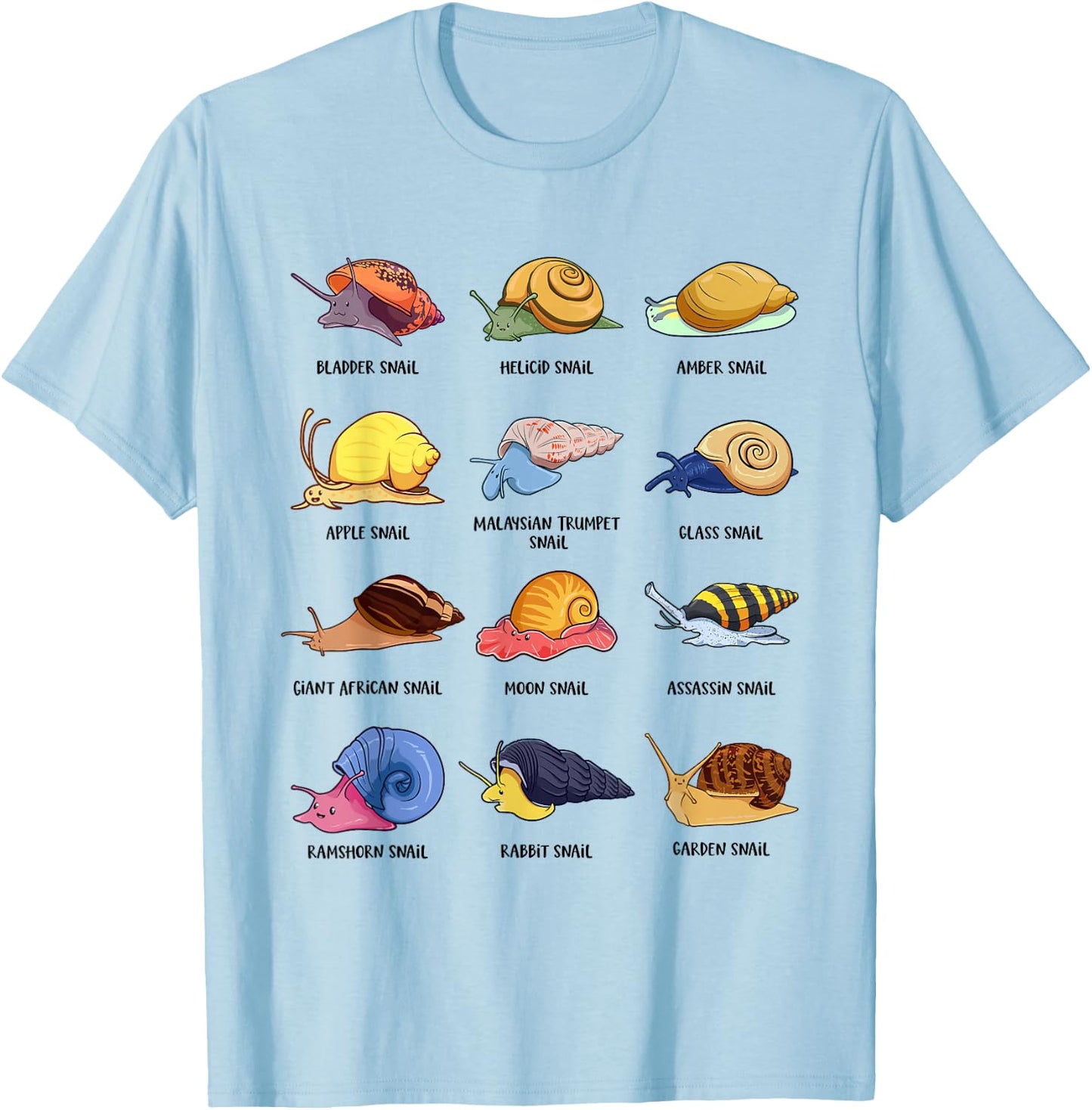 Snails of The World - Snail Species T-Shirt - T-Shirt | Light Blue