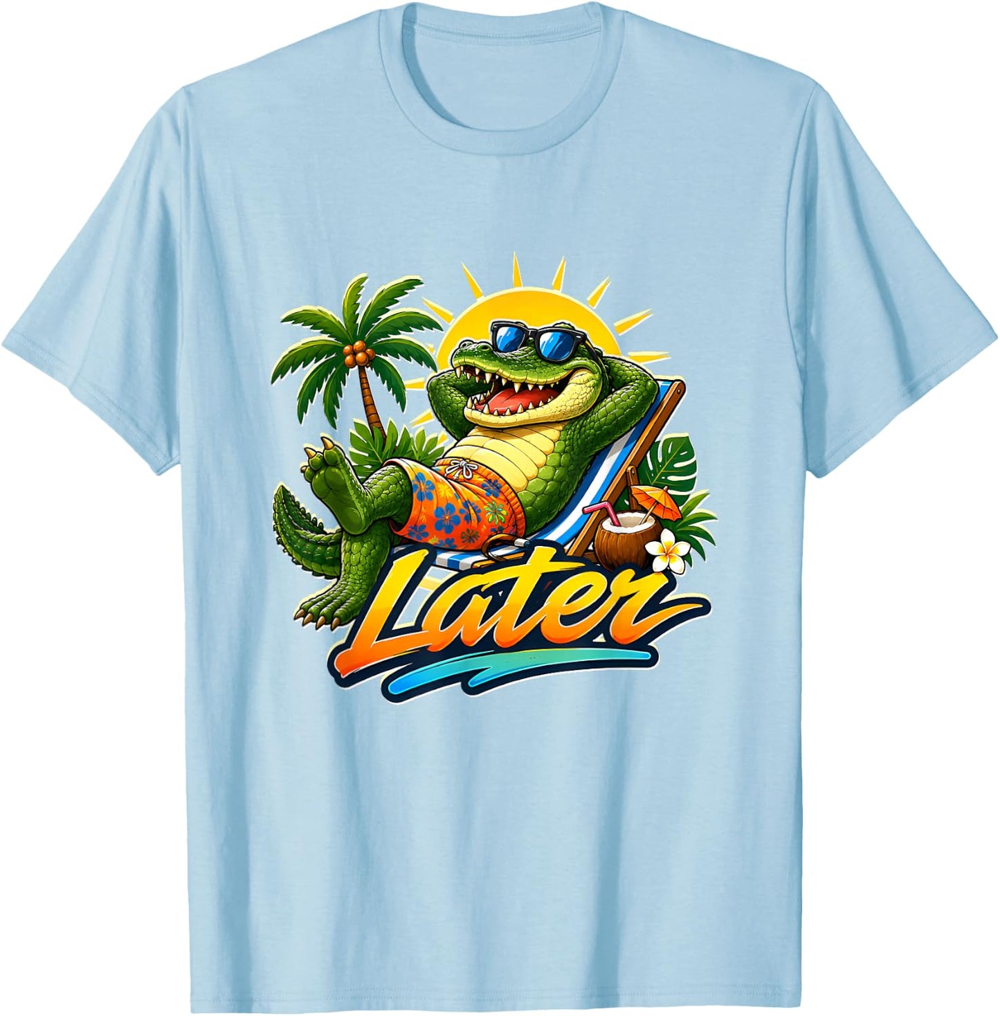 See You Later Teacher Summer Alligator Last Day of School T-Shirt - T-Shirt | Light Blue