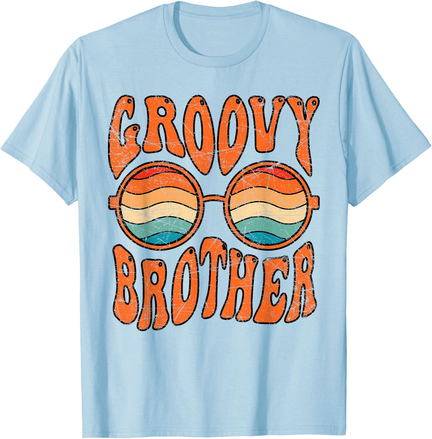 Groovy Brother 70s Aesthetic 1970's Retro Brother Hippie T-Shirt - T-Shirt | Light Blue
