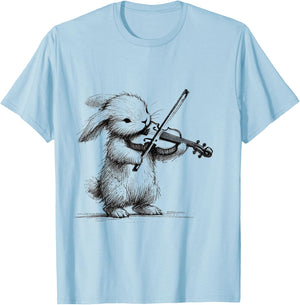 Bunny Playing Violin – Cute Musical Animal Art T-Shirt - T-Shirt | Light Blue
