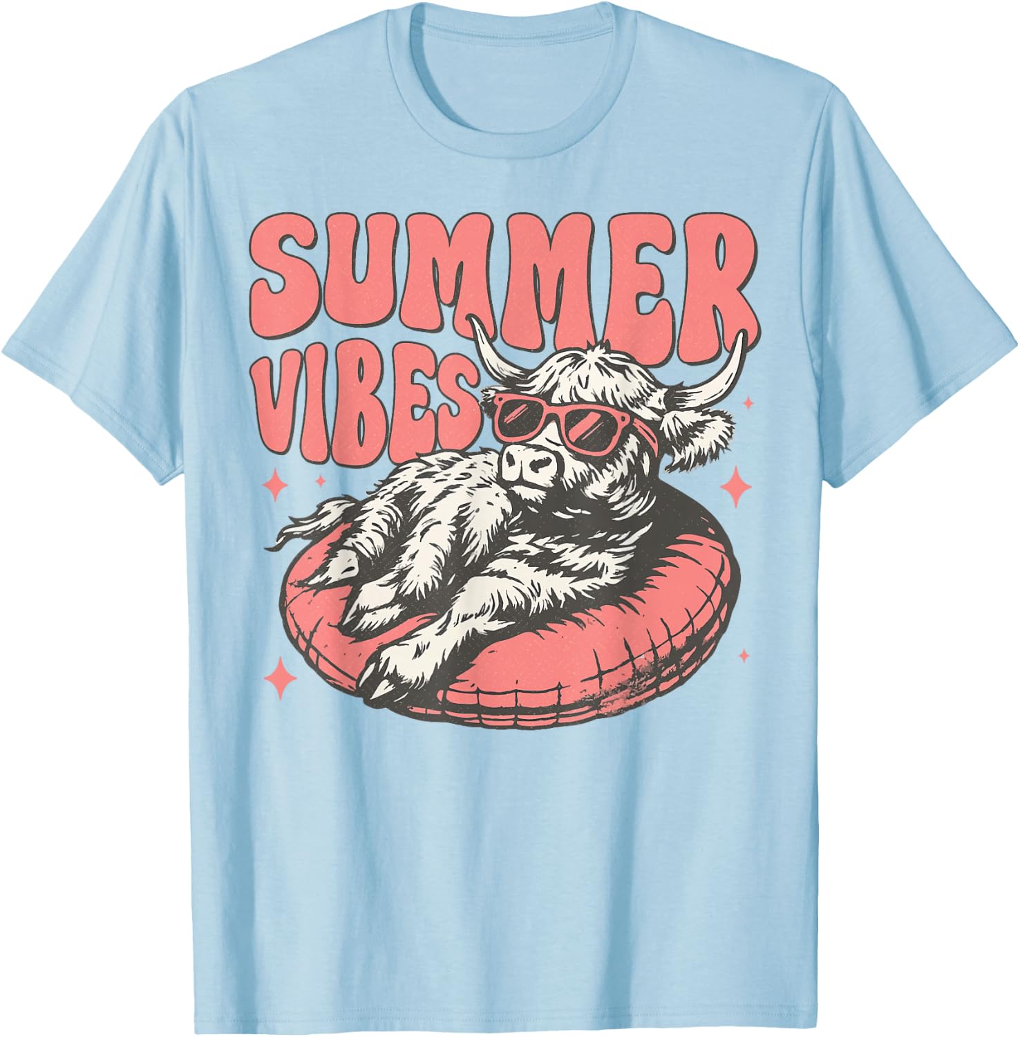 Funny Cow Summer Vibes Cow Summer Vibes T-Shirt - T-Shirt | Light Blue