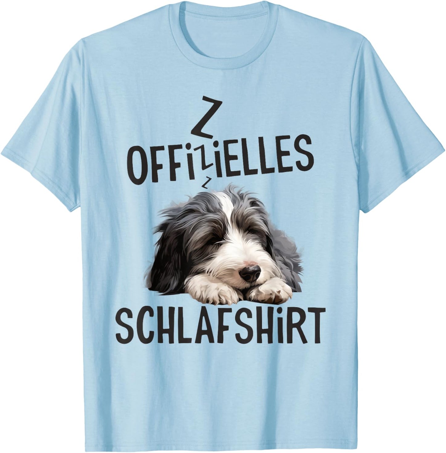 Official Sleepshirt Bearded Collie Dog Pyjamas , gray T-Shirt - T-Shirt | Light Blue