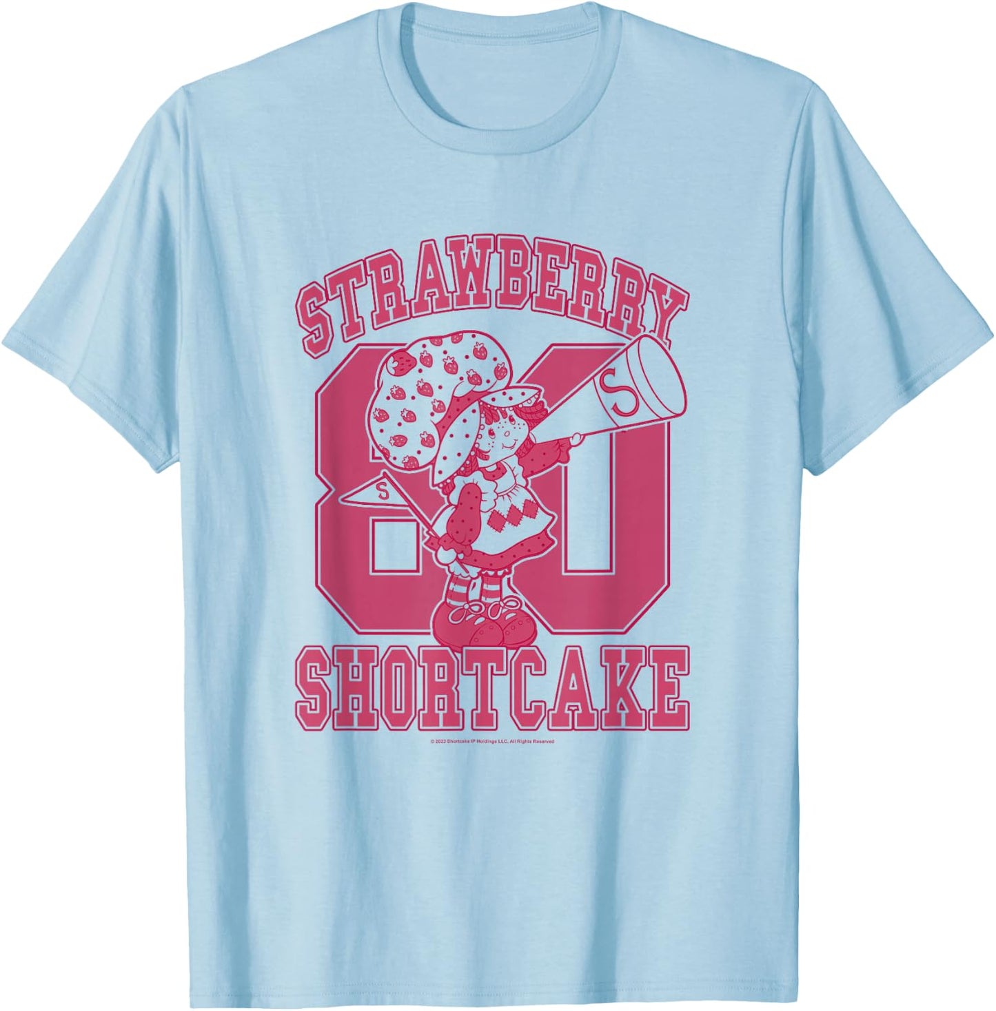 Strawberry Shortcake Eighties Bold Pink Collegiate Cutie Pie T-Shirt - T-Shirt | Light Blue