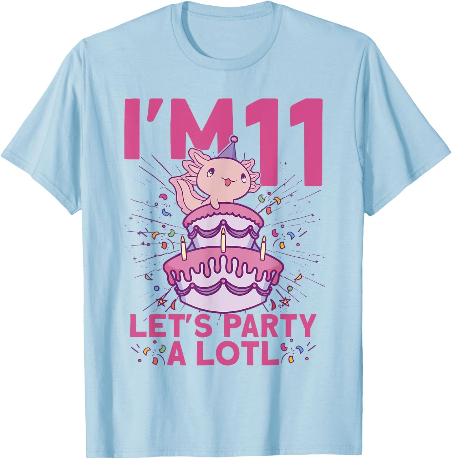 I'm 11 bday Axolotl party cute 11th Birthday Kids Axolotl T-Shirt - T-Shirt | Light Blue