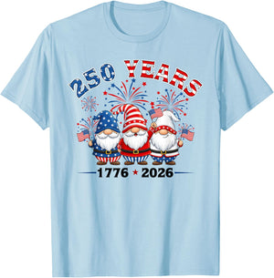 250 Years 250th Anniversary USA Patriotic 4th of July Gnome T-Shirt - T-Shirt | Light Blue