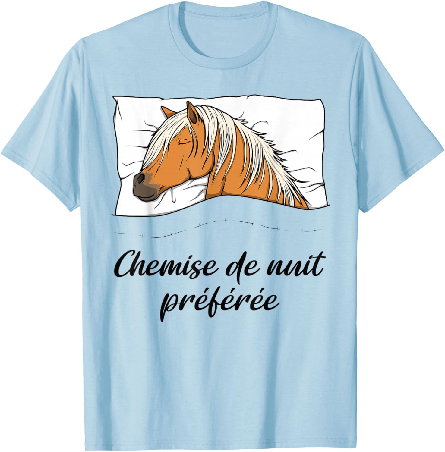 Horse Nightshirt, Horse Pyjamas Haflinger , white, S T-Shirt - T-Shirt | Light Blue