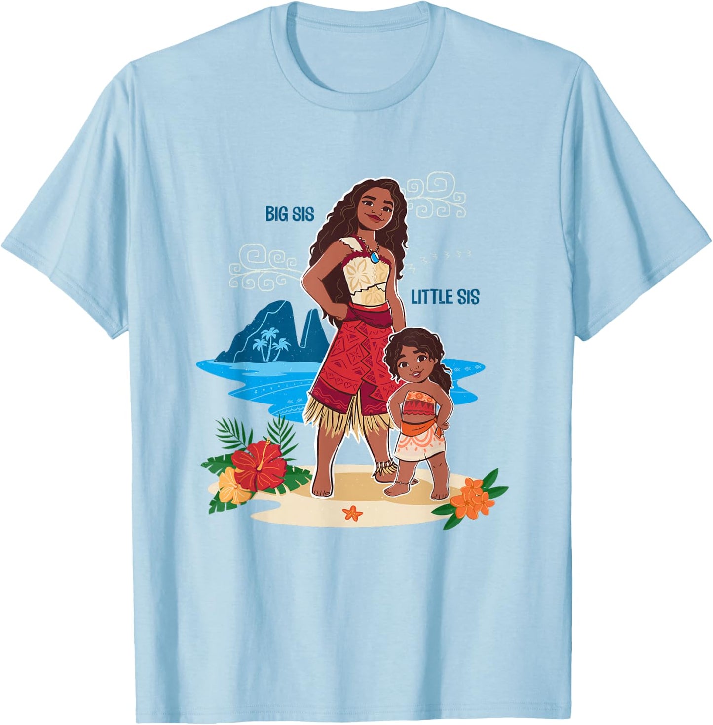 Disney Moana 2 Big Sis Little Sis Oceania Tropical Duo T-Shirt - T-Shirt | Light Blue