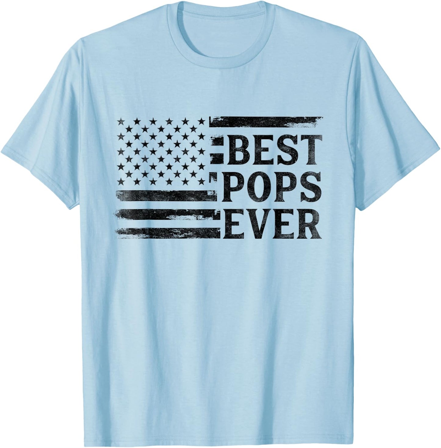 Best Pops Ever Black Vintage USA Flag Father's Day Grandpa T-Shirt - T-Shirt | Light Blue