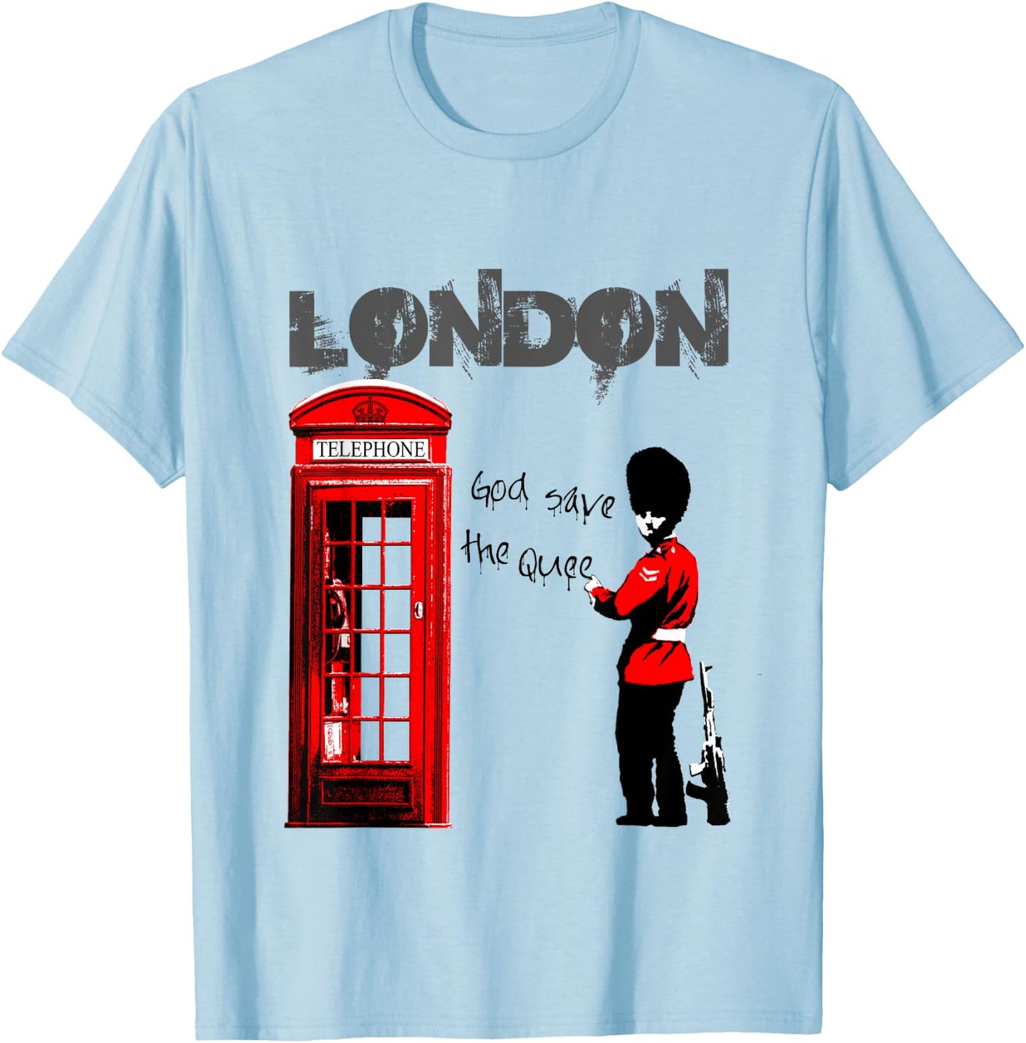 London Banksy Gott schütze die Königin T-Shirt - T-Shirt | Light Blue