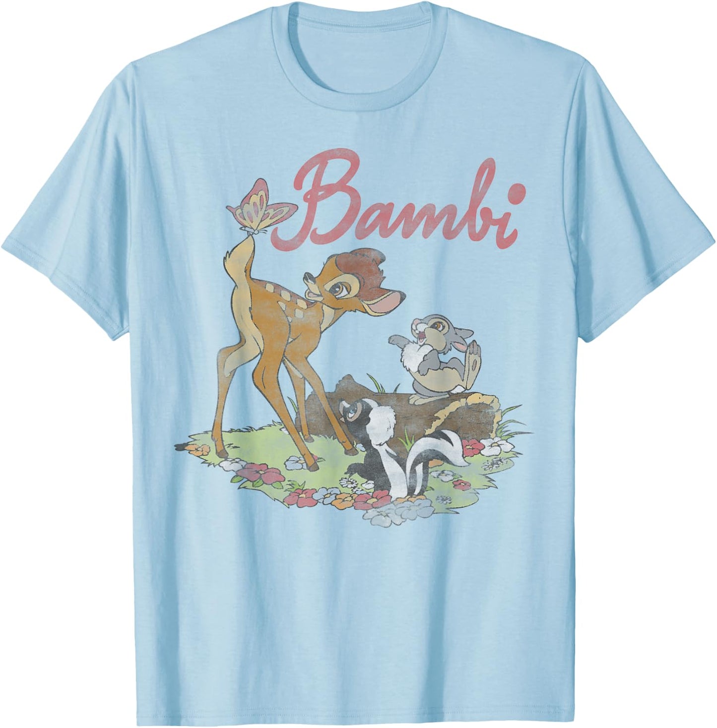 Disney Bambi Thumper Simple Flower Portrait Logo, white, S T-Shirt - T-Shirt | Light Blue