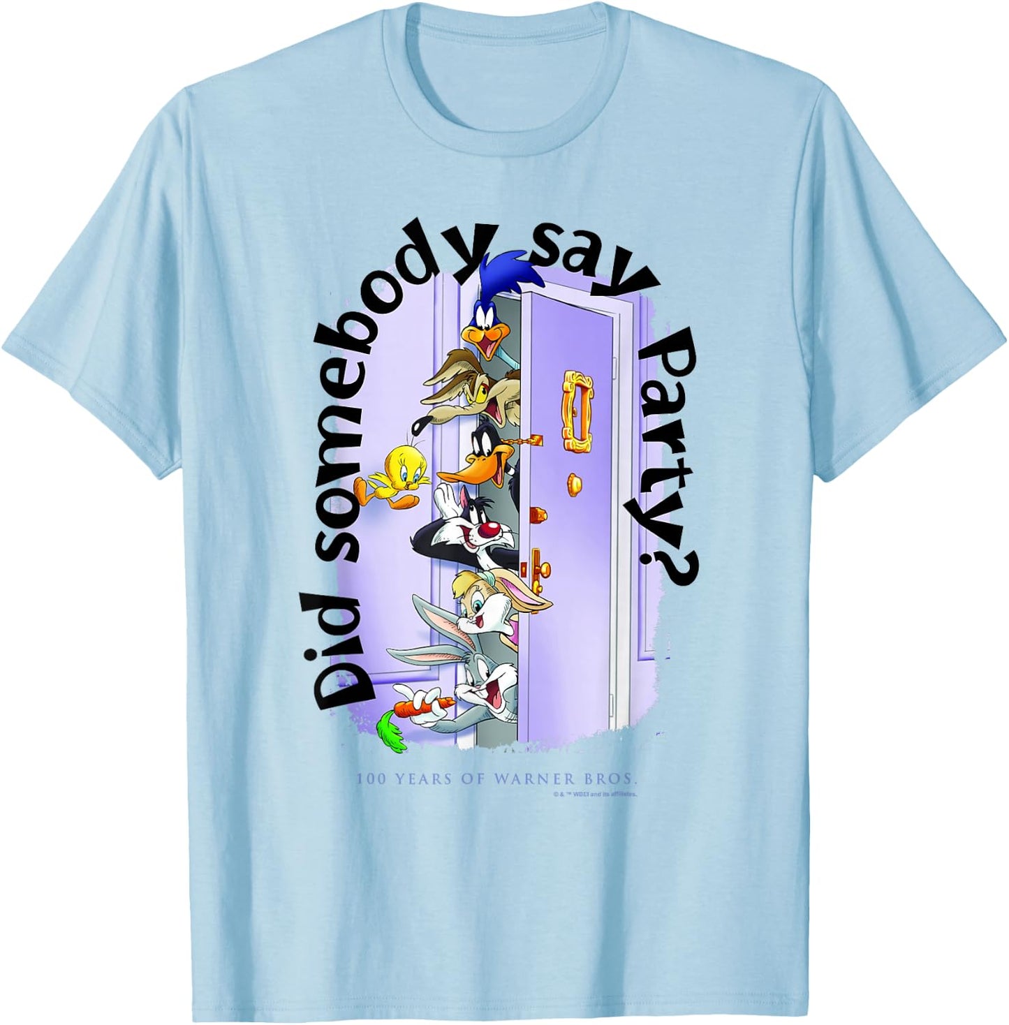 WB 100 Looney Tunes Group Shot Friends Party Iconic Portrait T-Shirt - T-Shirt | Light Blue