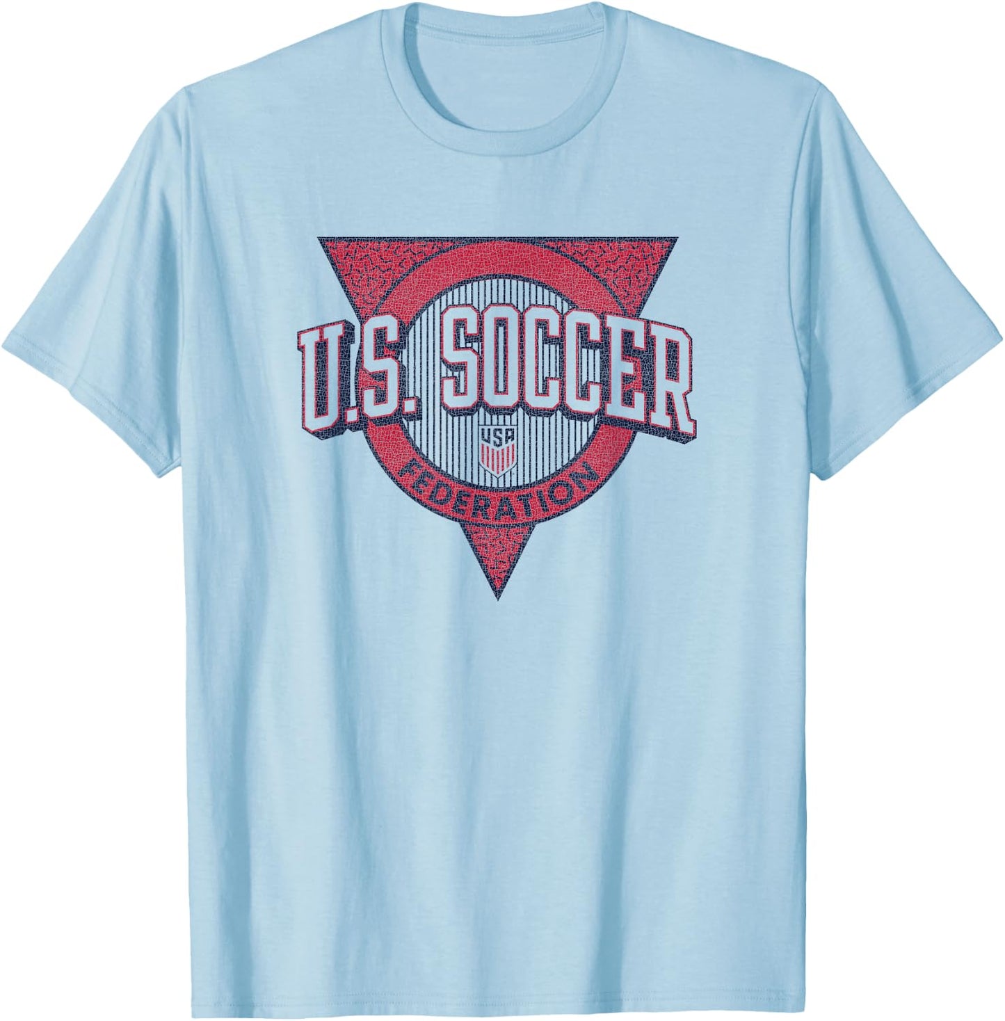 U.S. Soccer Retro Triblock White USMNT Officially Licensed T-Shirt - T-Shirt | Light Blue