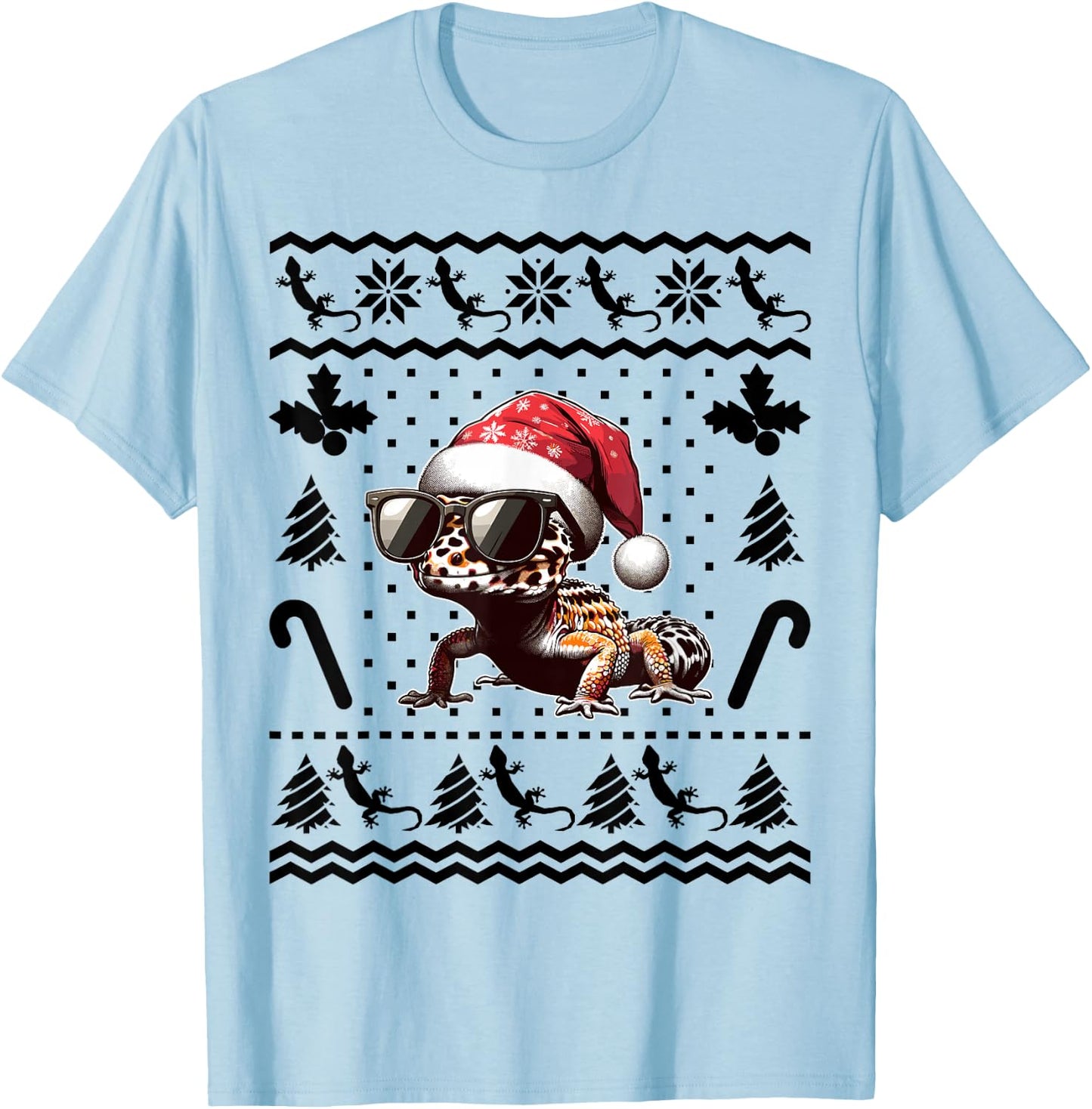Funny Leopard Gecko Christmas Xmas Reptile Lovers Lizard T-Shirt - T-Shirt | Light Blue