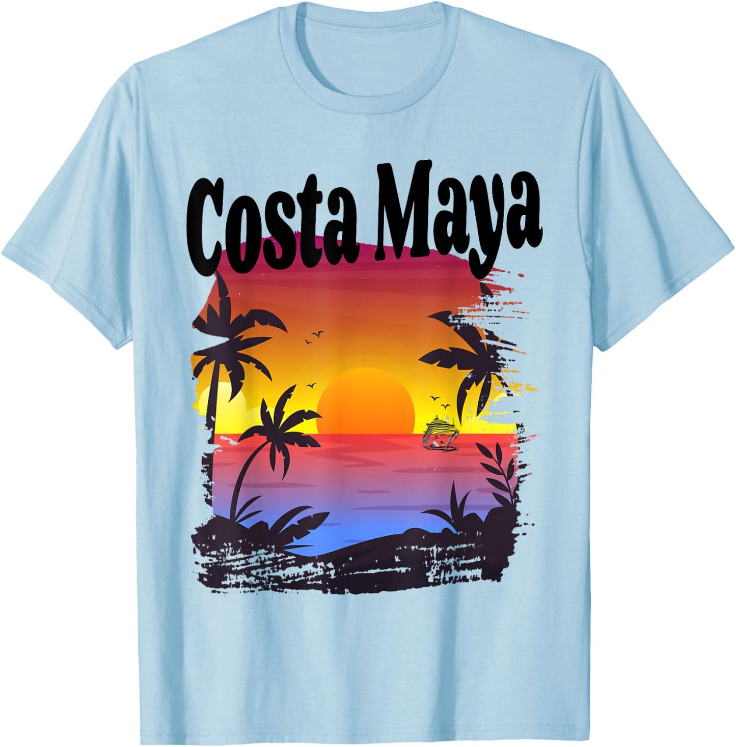 Costa Maya Caribbean Cruise Ship Beach Vacation Getaway T-Shirt - T-Shirt | Light Blue