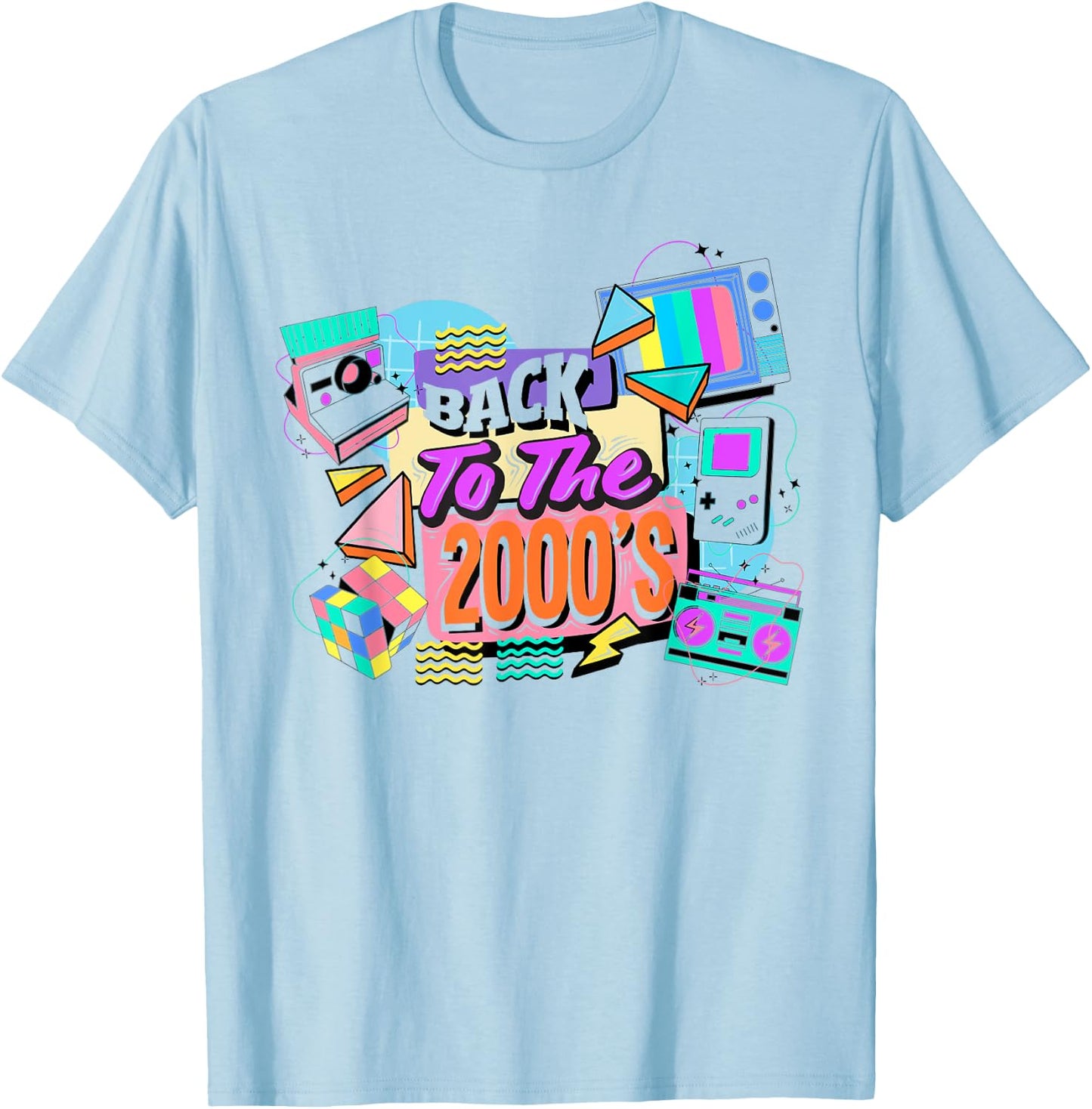 Back to the 2000s vintage two thousand retro 00s , white, S T-Shirt - T-Shirt | Light Blue