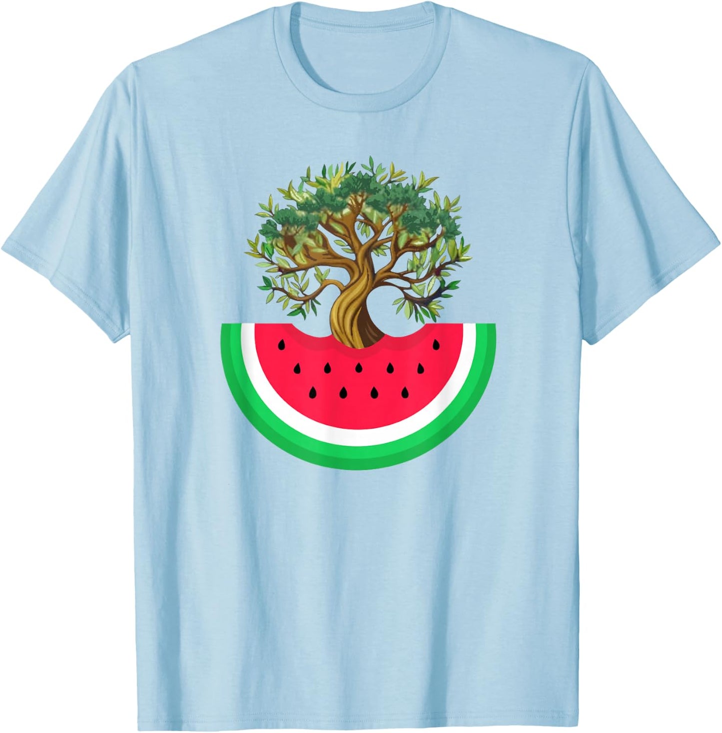 Palestine Watermelon Palestinian Olive Freedom for Palestine , Blue, S T-Shirt - T-Shirt | Light Blue