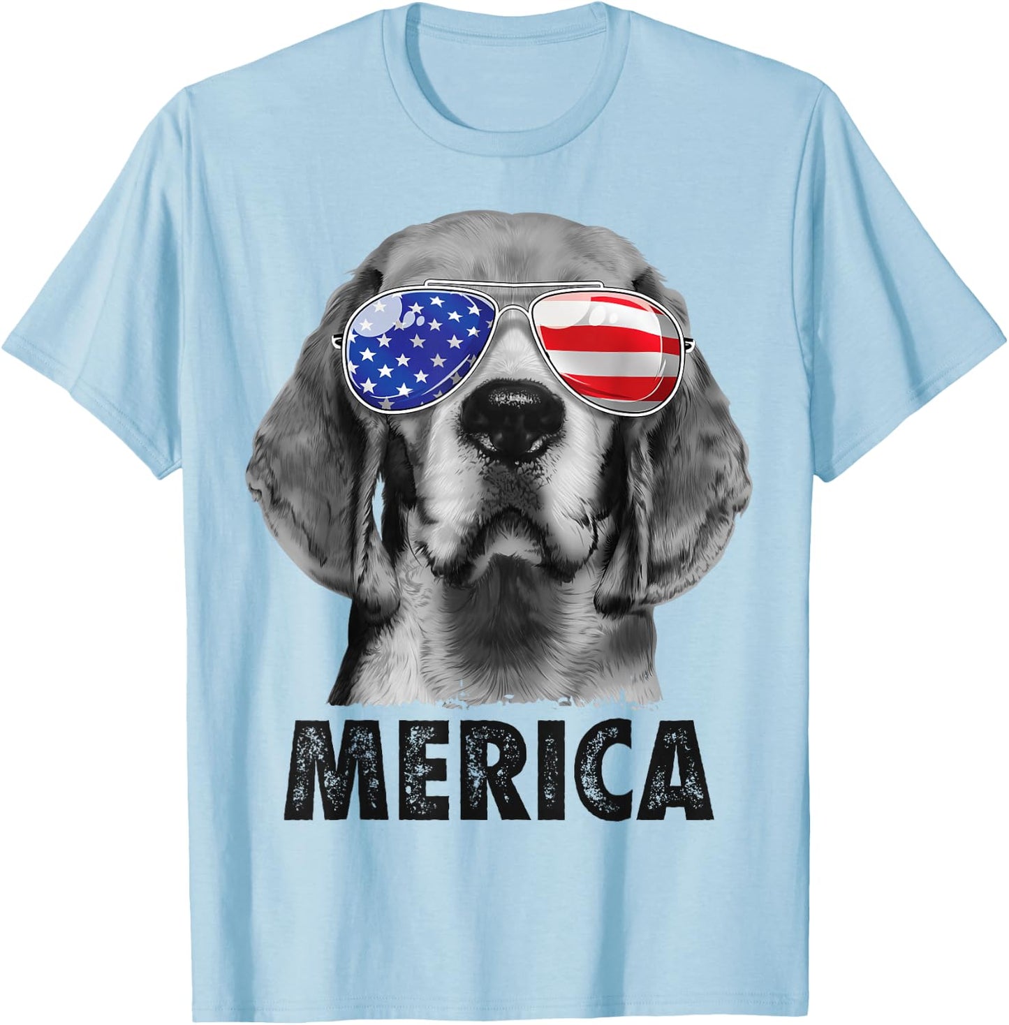 Beagle 4th of July Merica Sunglasses Men USA American Flag T-Shirt - T-Shirt | Light Blue