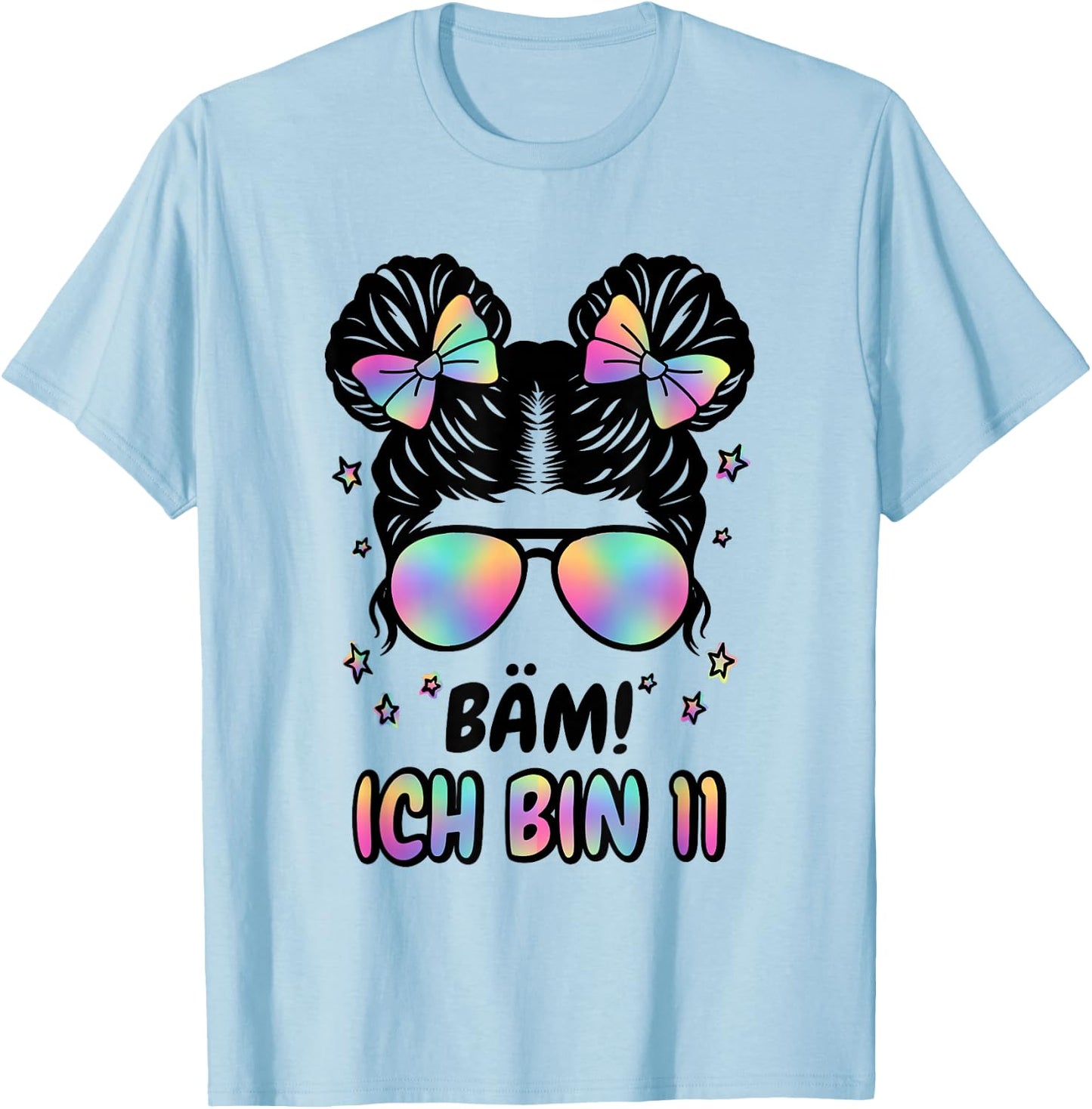 11. Geburtstag Mädchen Messy Bun Bäm! Ich Bin Elf T-Shirt - T-Shirt | Light Blue