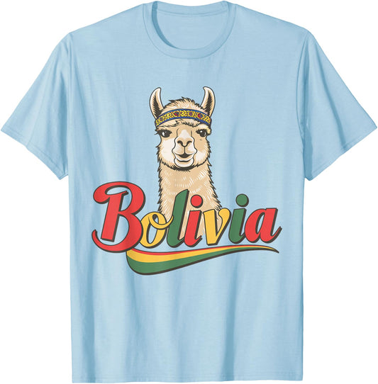 Bolivia Alpaca Loves Bolivian Llama Travel Enthusiasts Retro T-Shirt - T-Shirt | Light Blue
