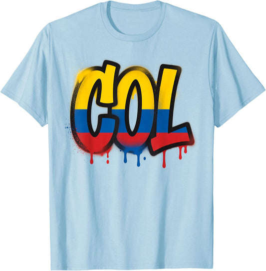 Colombia Flag Colombian Pride Street Art T-Shirt - T-Shirt | Light Blue