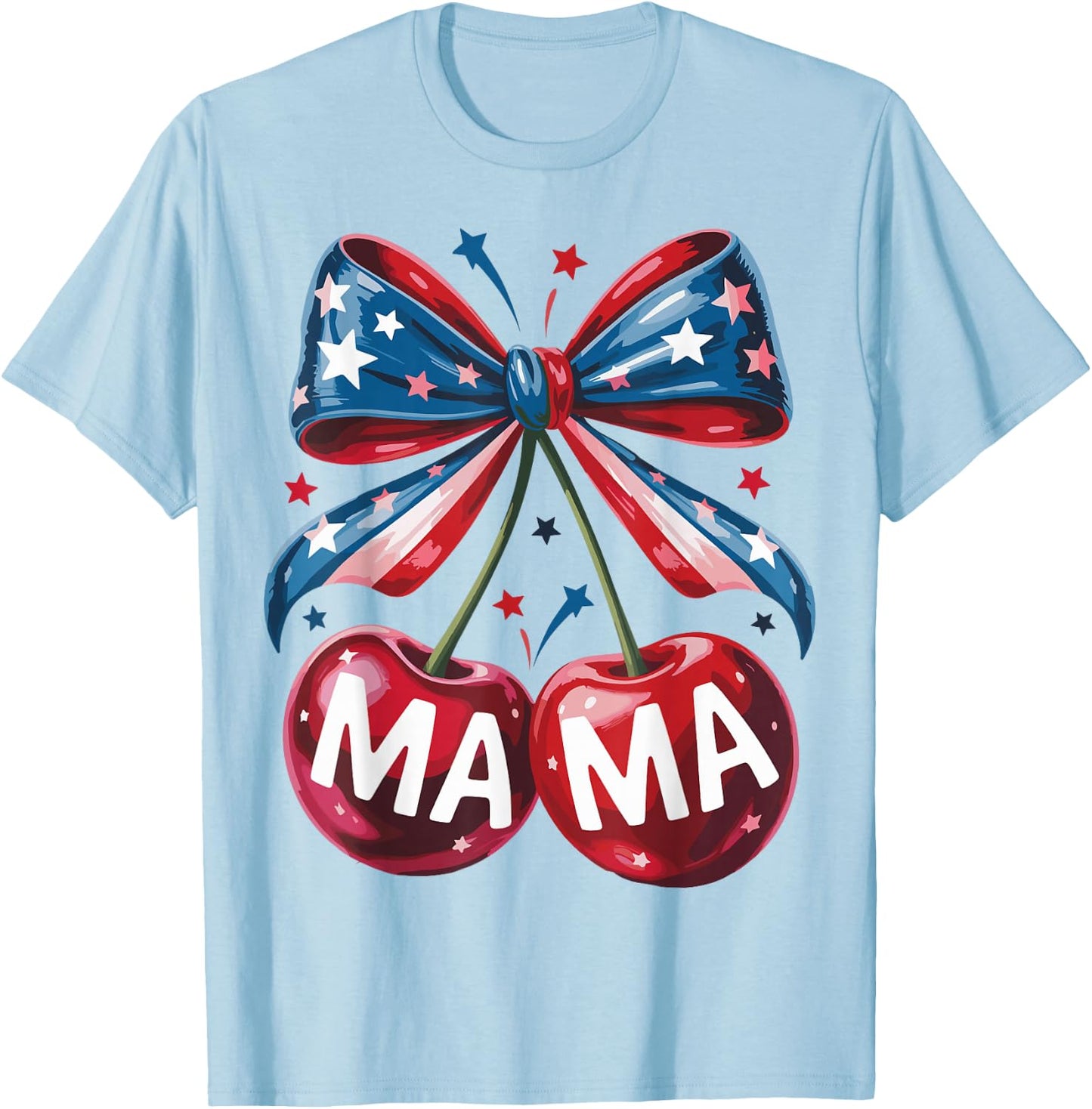 American Bow Mama Mother's Day Mom Women 4th Of July Mama T-Shirt - T-Shirt | Light Blue