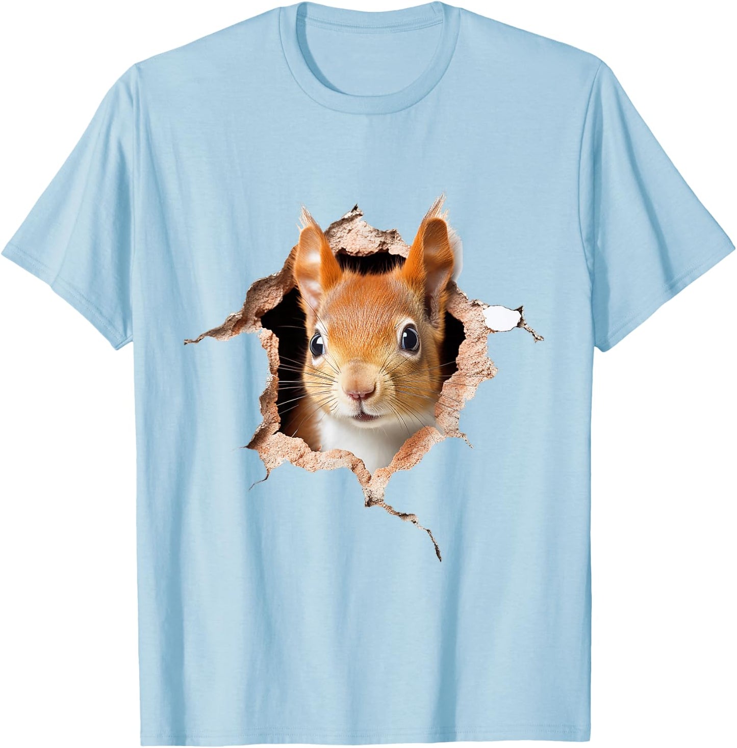 Squirrel Pattern Animal Print Drawing Art Cute Squirrel , white, S T-Shirt - T-Shirt | Light Blue
