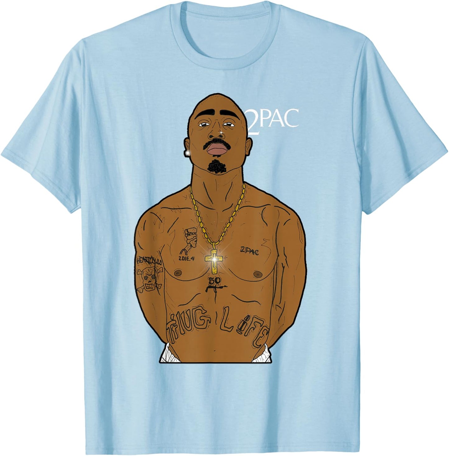Official Tupac Exclusive Thug Life T-Shirt - T-Shirt | Light Blue