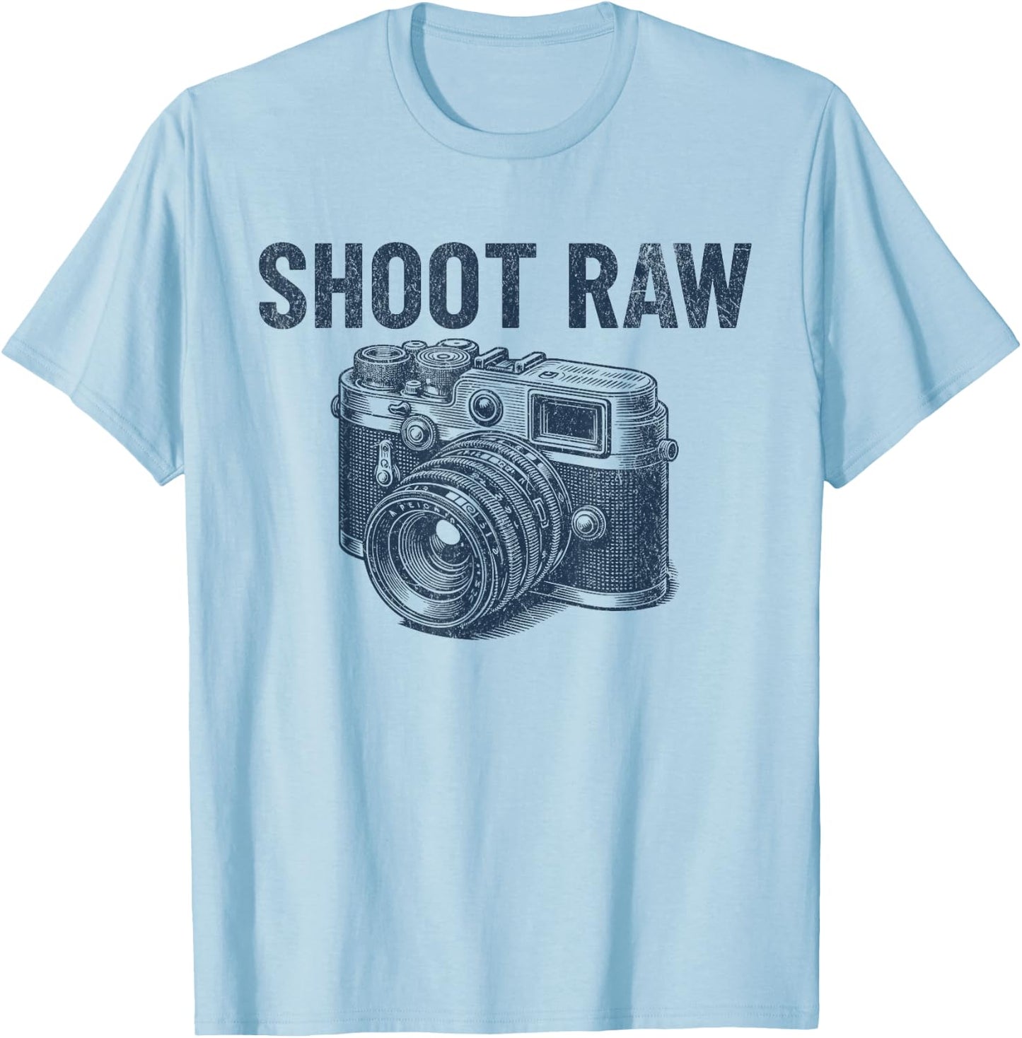 Shoot Raw Vintage Camera Photographer Retro Men's Camera T-Shirt - T-Shirt | Light Blue