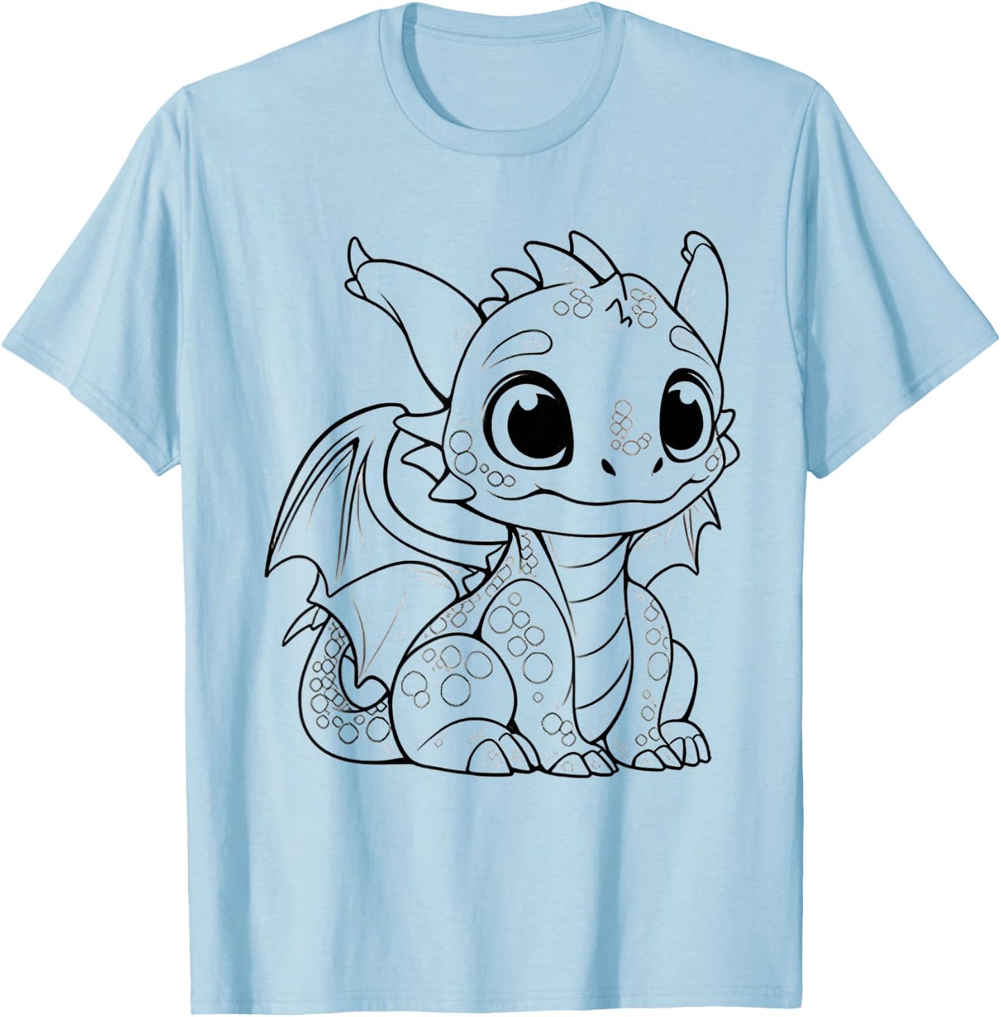 Children's Dragon Mandala to Paint & Colour, White T-Shirt - T-Shirt | Light Blue