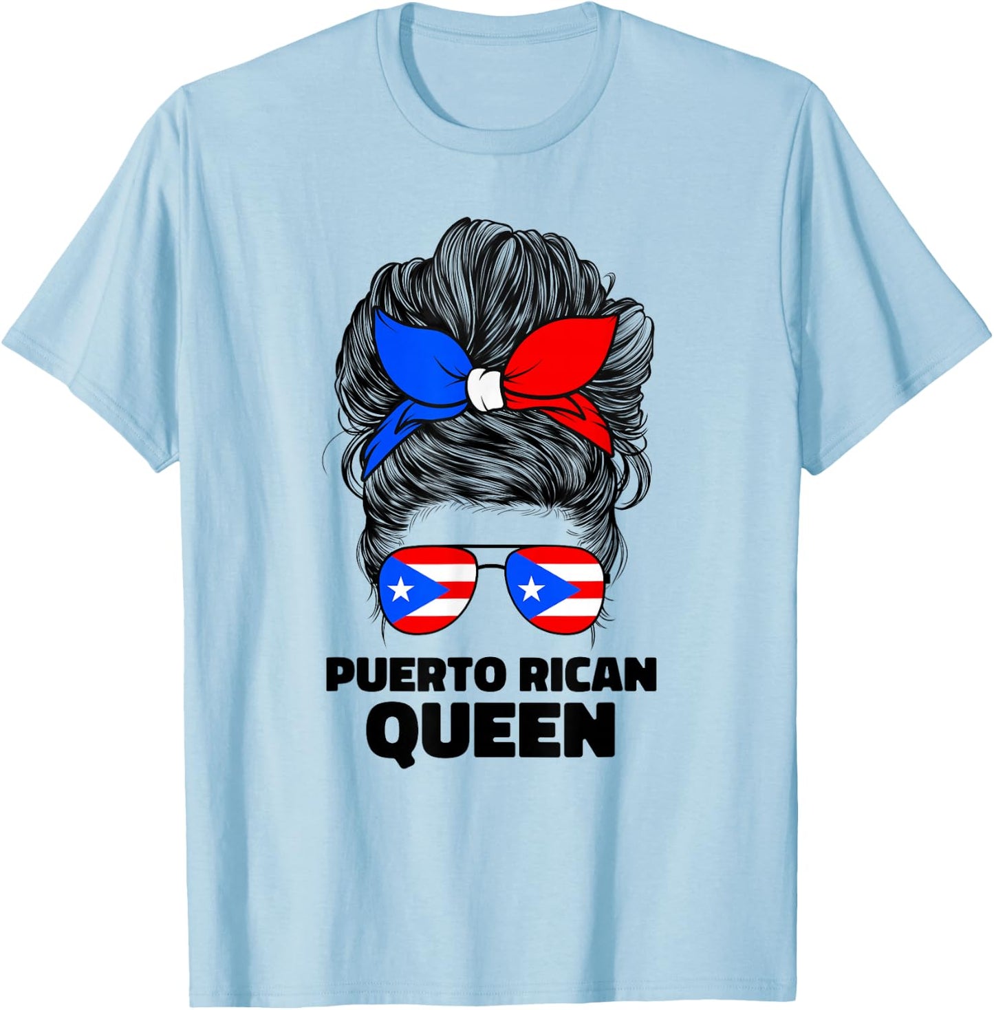 Puerto Rican Queen Boricua Puerto Rico PR Flag T-Shirt - T-Shirt | Light Blue