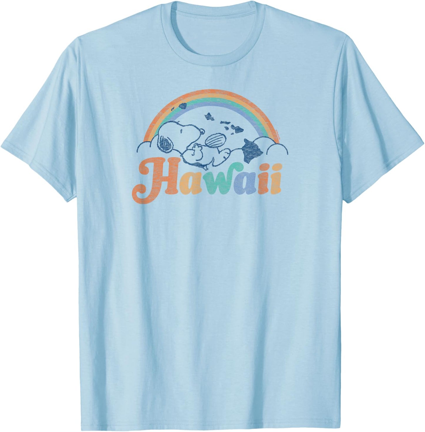 Peanuts - Snoopy Hawaii USA Rainbow T-Shirt - T-Shirt | Light Blue