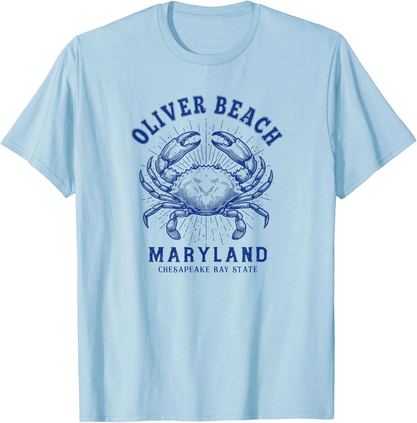 Maryland Blue Crab Coastal Oliver Beach MD Design T-Shirt - T-Shirt | Light Blue