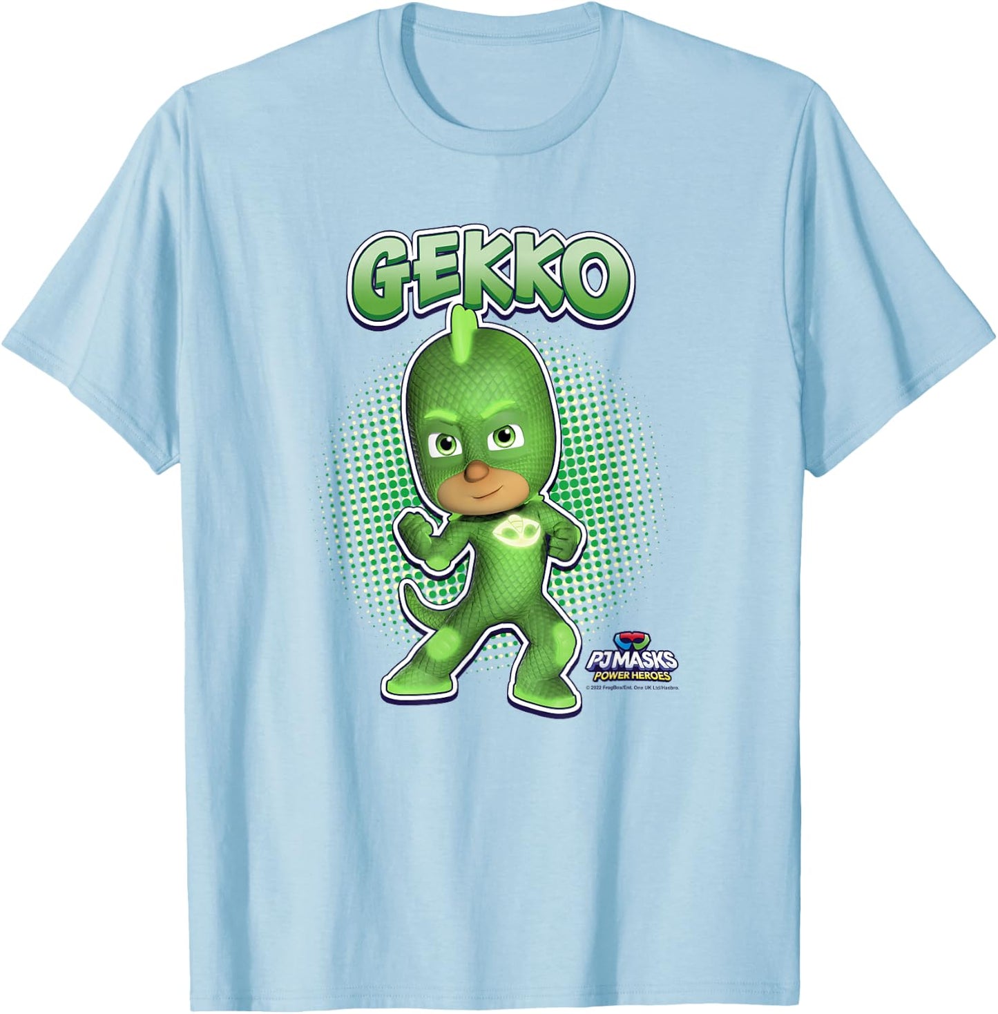 PJ Masks Gekko Comic Style Pose Panel Logo T-Shirt - T-Shirt | Light Blue