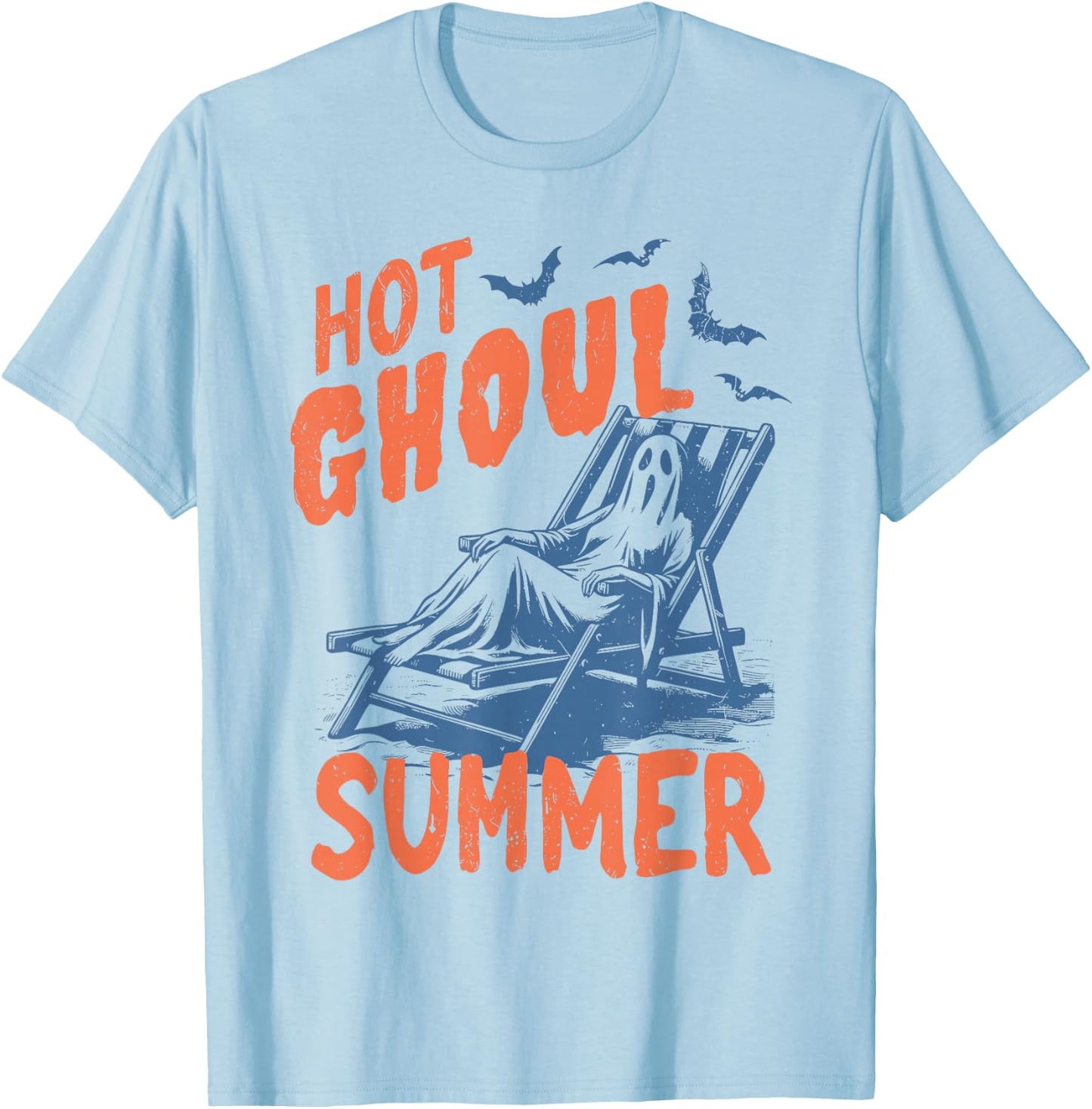 Retro Hot Ghoul Summer Summerween Ghost Halloween T-Shirt - T-Shirt | Light Blue