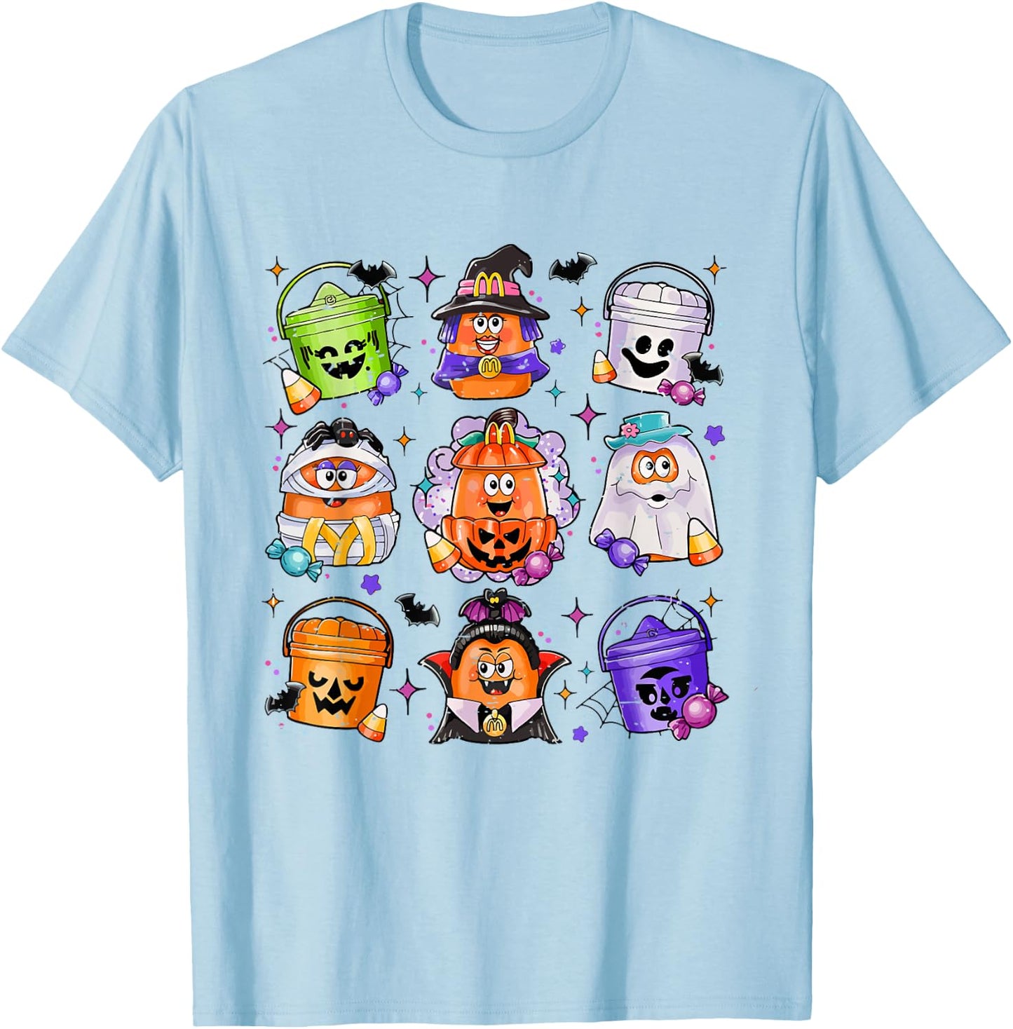 Vintage Funny Halloween Pumpkin Spooky Nuggets Chicken Cute T-Shirt - T-Shirt | Light Blue