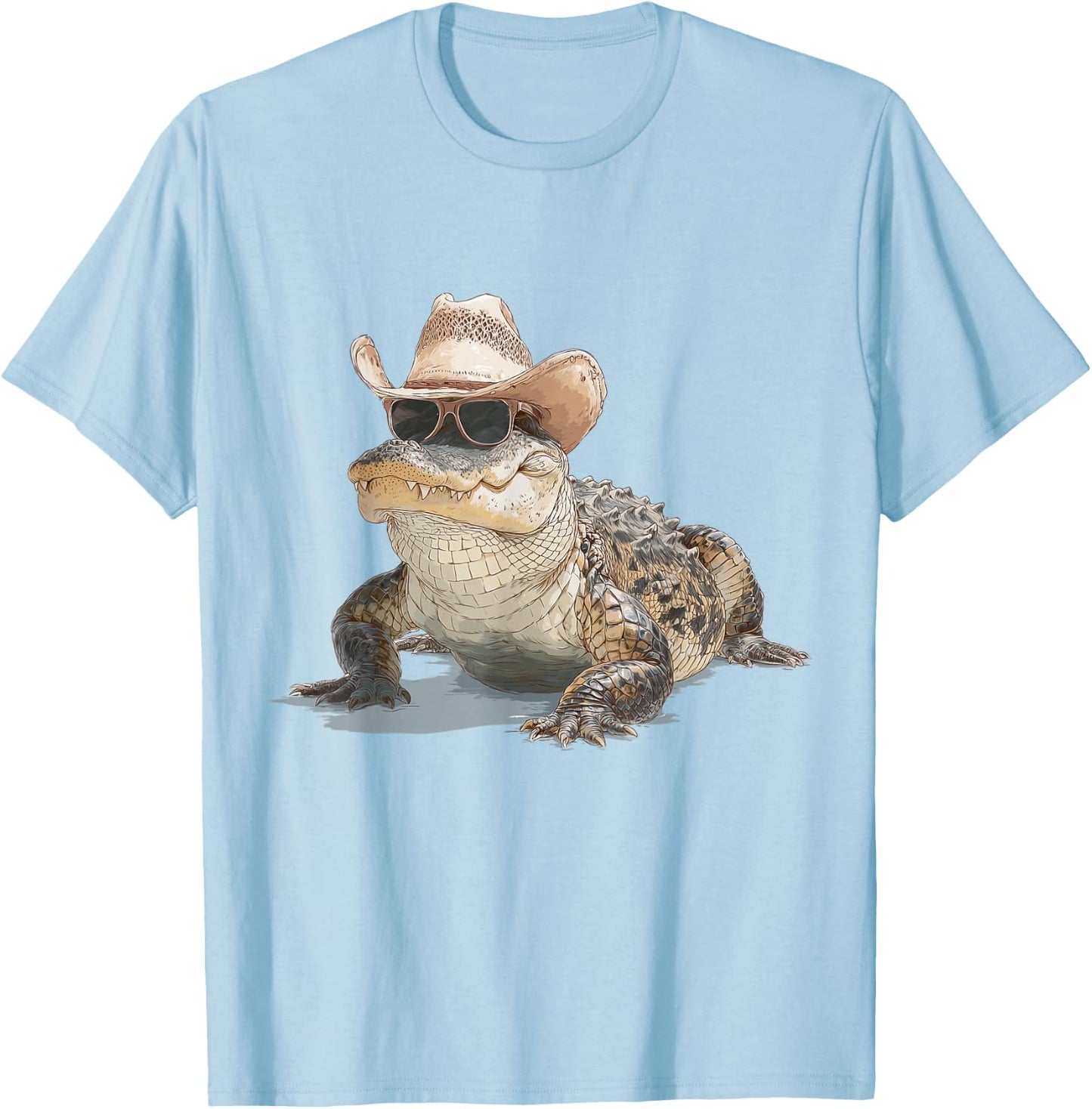 Alligator Cowboy Hat Gator Crocodile Reptile Lover Funny T-Shirt - T-Shirt | Light Blue