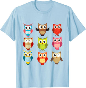 Owl Lovers Shirt, owl Girls, Kids owl, Women owl, Girls owl T-Shirt - T-Shirt | Light Blue