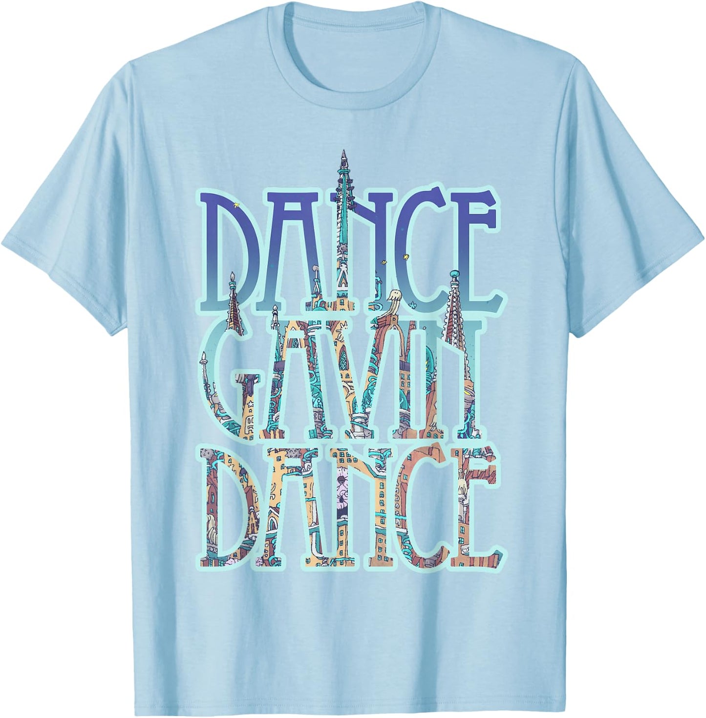 Dance Gavin Dance City Fill Stack Logo T-Shirt - T-Shirt | Light Blue