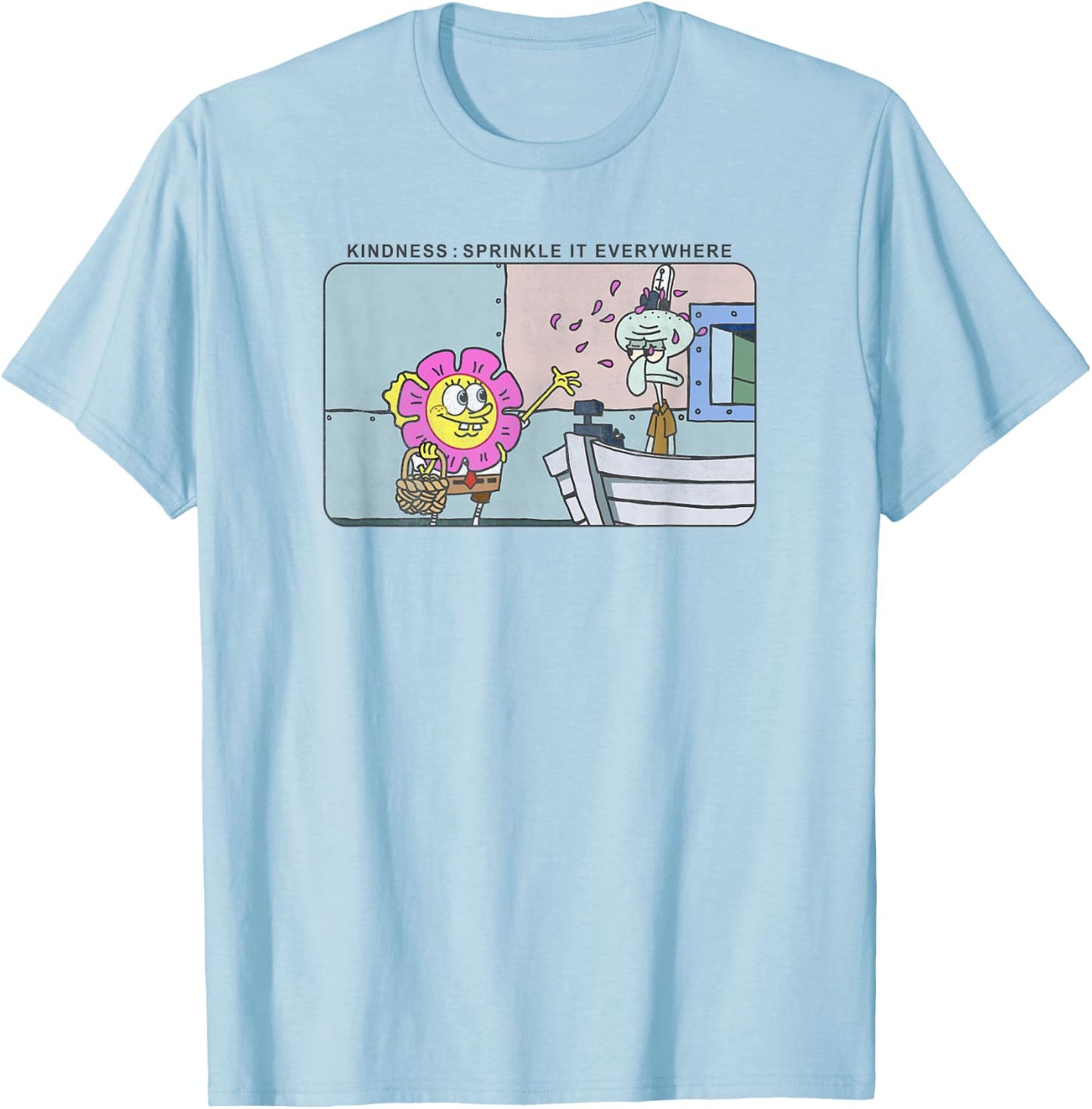 Spongebob Squarepants and Squidward Kindness Meme T-Shirt - T-Shirt | Light Blue